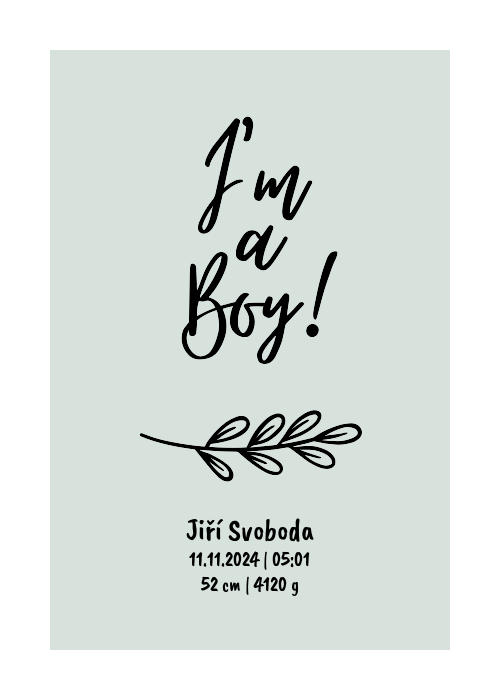 Jsem kluk! s větvičkou